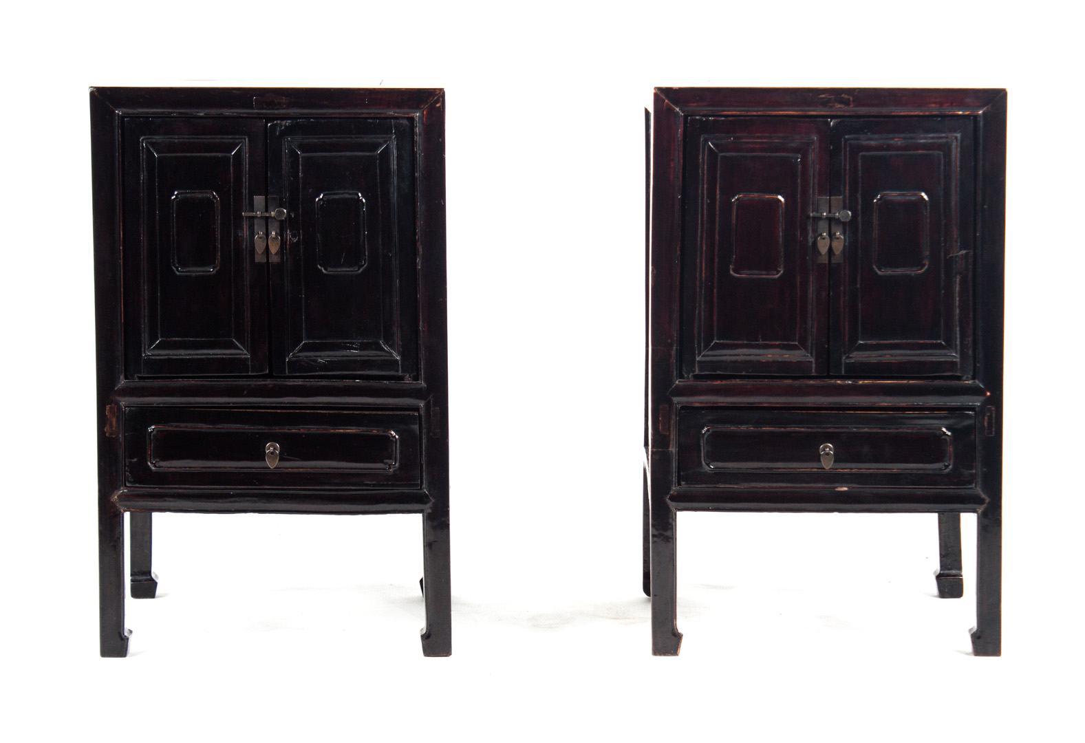 Appraisal: Pair of Chinese lacquered wood side cabinets each cabinet with