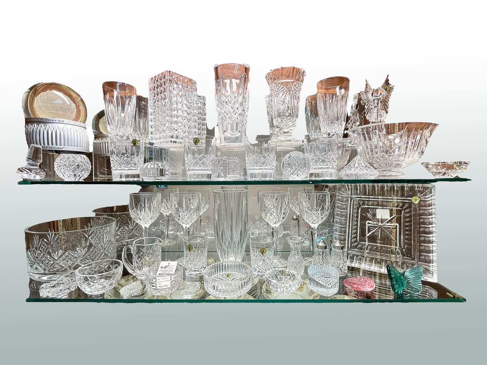 Appraisal: LARGE WATERFORD CRYSTAL COLLECTION Comprising Vases Bowls Stemware Votive Salt