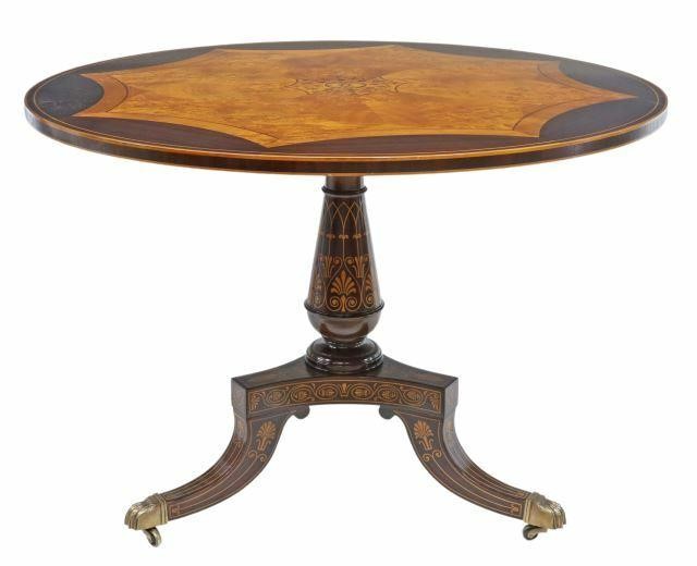 Appraisal: Regency style mahogany center table th c circular top with