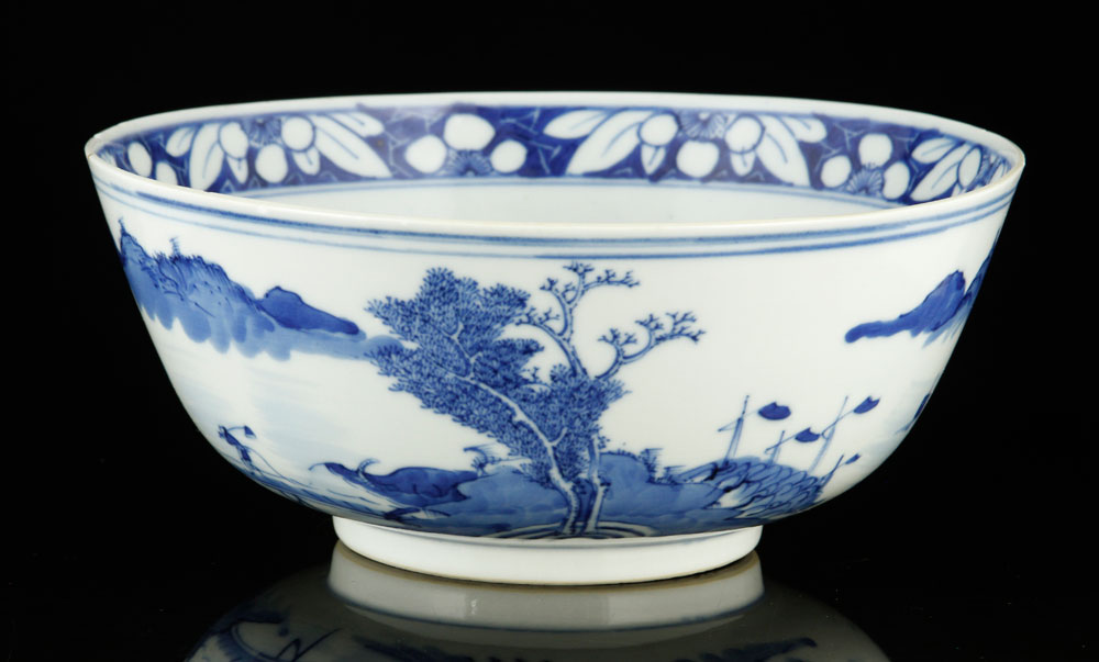 Appraisal: - Chinese Blue and White Bowl Bowl China porcelain with