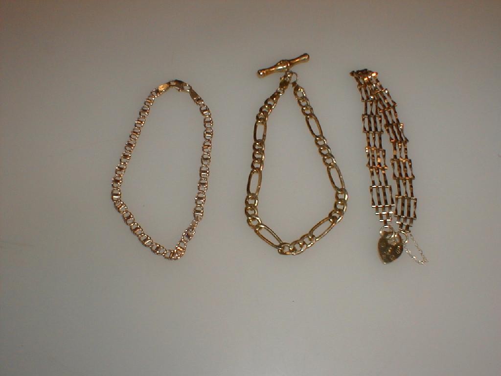 Appraisal: Three gold bracelets