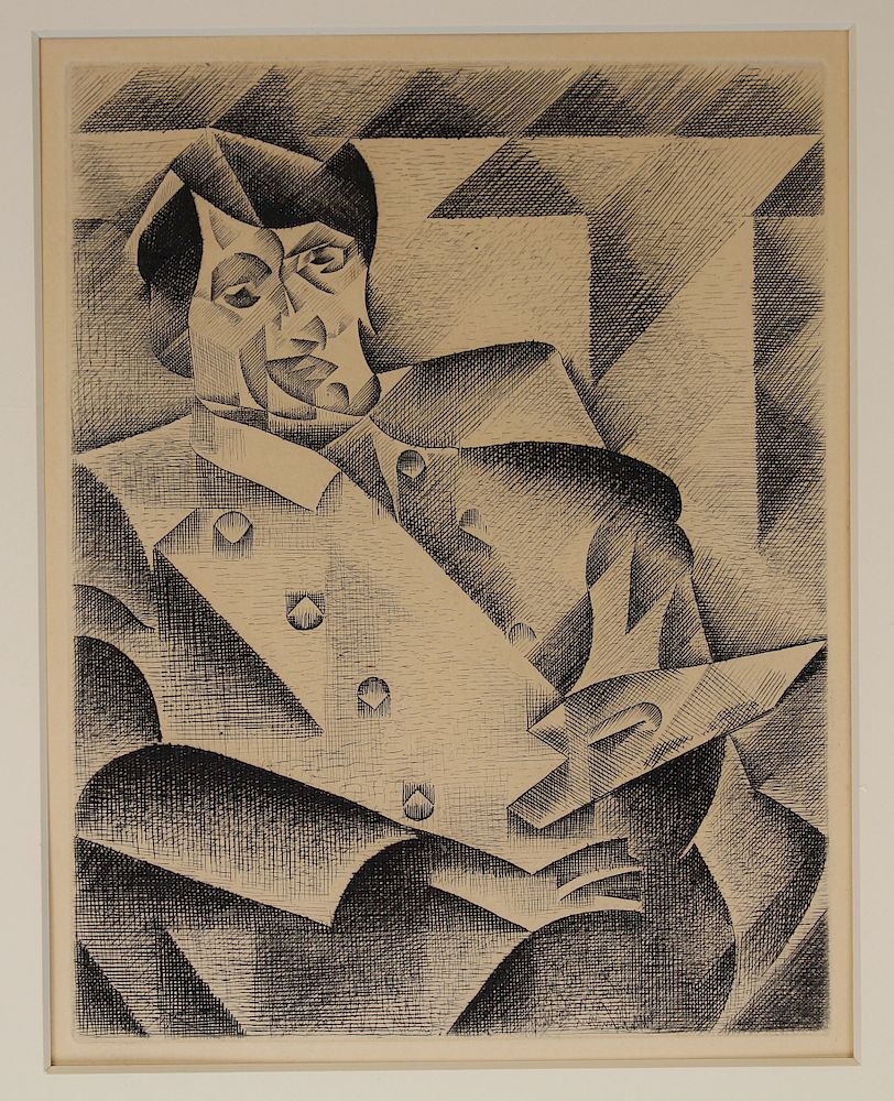 Appraisal: Portrait of Picasso After Juan Gris Etching Portrait of Picasso