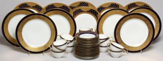 Appraisal: Vintage Continental Blue White Gold Dinnerware Mostly pre-war comprising six