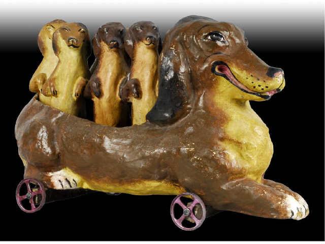 Appraisal: German Paper Mache Dog Skittles Set Description Seven dog skittles