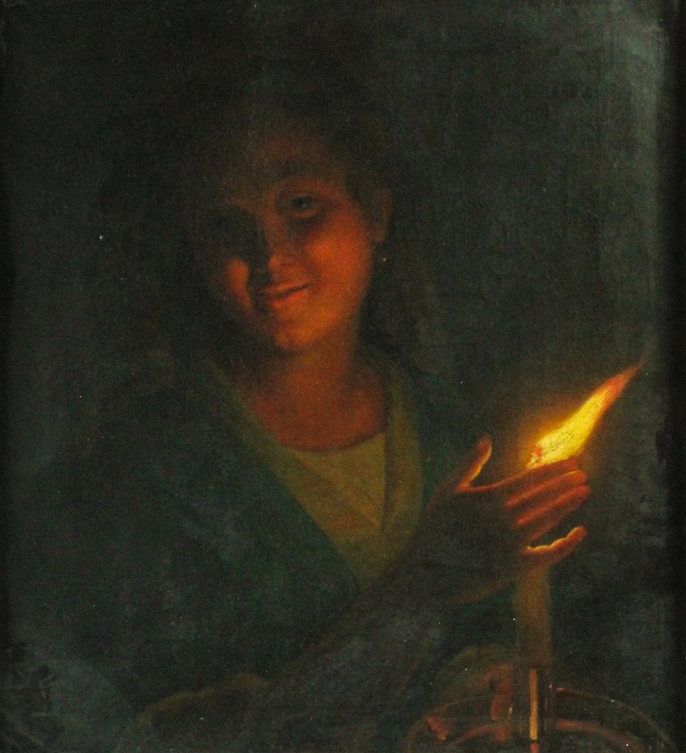 Appraisal: CIRCLE OF GODFRIED SCHALCKEN DUTCH - YOUNG WOMAN BY CANDELIGHT