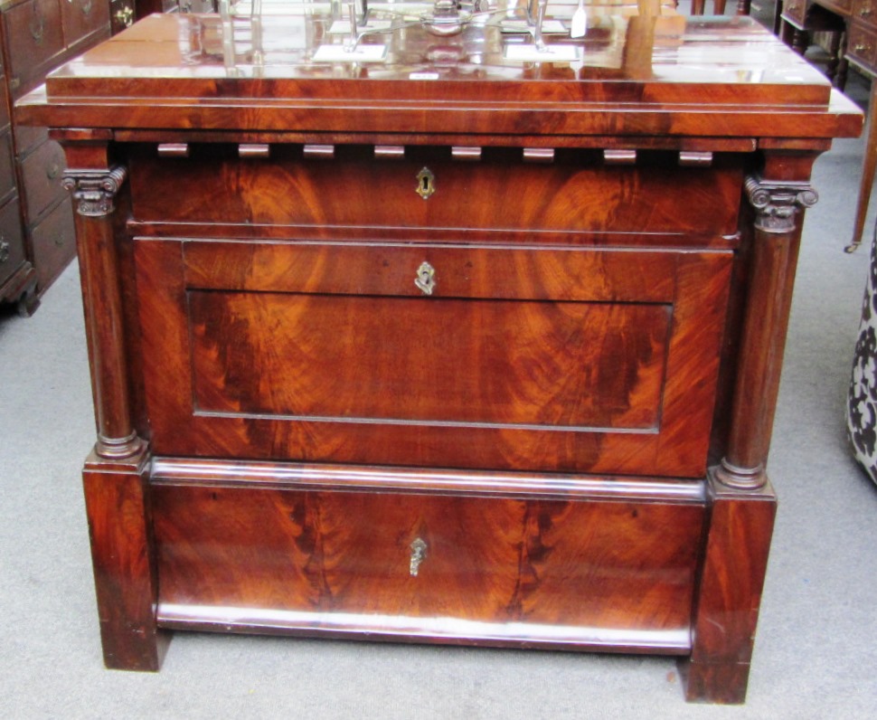 Appraisal: An early th century Biedermeier mahogany chest of three long