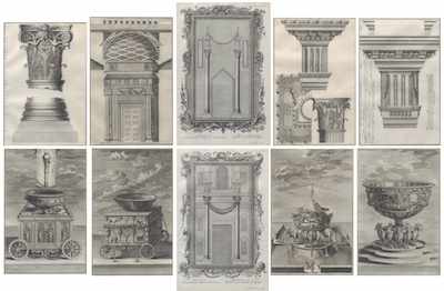 Appraisal: A Set of Ten Framed Architectural Engravings Ten framed engravings