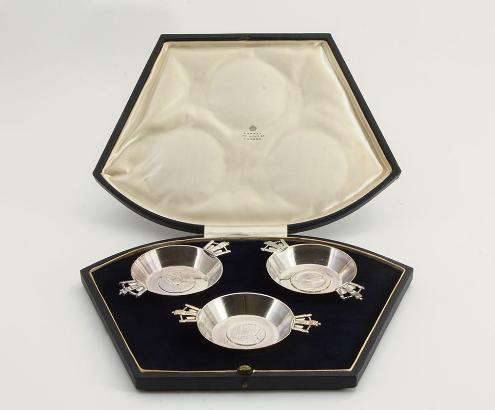 Appraisal: ASPREY ENGLISH STERLING CORONATION CUPS IN PRESENTATION BOX Commemoration the