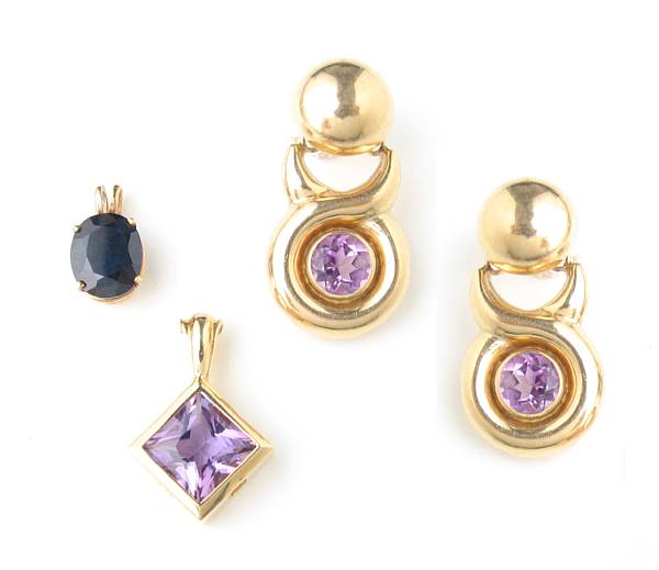 Appraisal: A collection of gemstone and gold jewelry featuring one ring