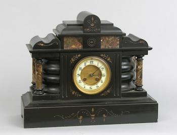 Appraisal: A Black Slate and Marble Mantel Clock A black slate