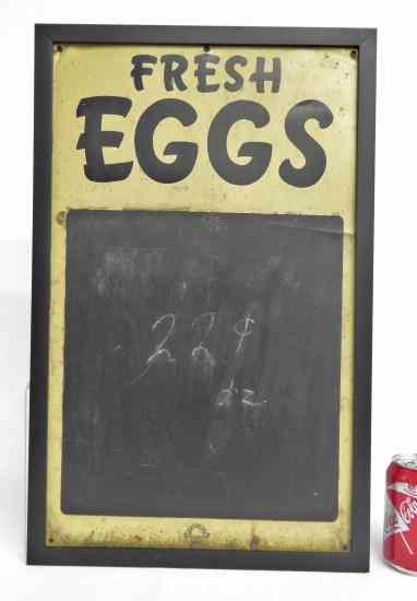 Appraisal: c ' s ''Fresh Eggs'' trade sign painted on tin