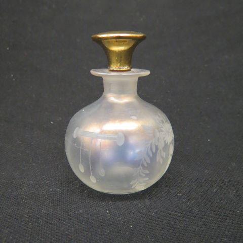 Appraisal: Steuben Verre de Soie Art Glass Perfume Bottle Hawkes engraved