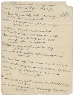 Appraisal: Houdini Houdini Three Pages of Rhyming Verse Written by Harry