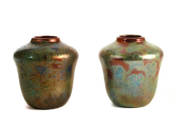 Appraisal: Two Weller Sicard ovoid vases early th century one decorated