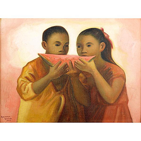 Appraisal: JESUS GUERRERO GALVAN Mexican - Oil on board of children