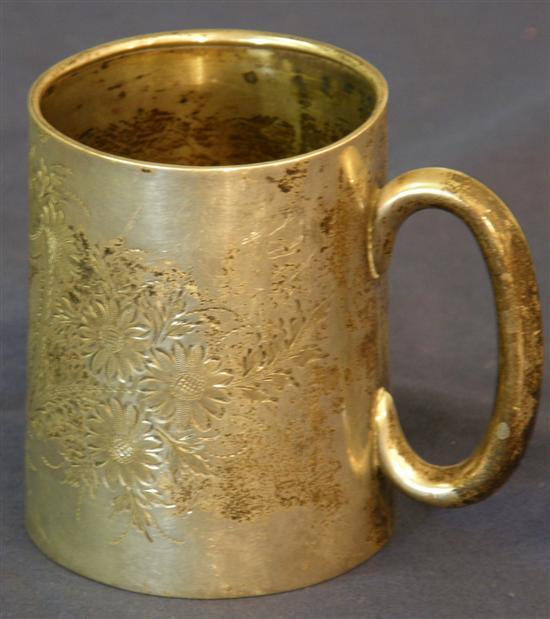 Appraisal: Edward VII silver mug engraved with a shield shaped cartouche