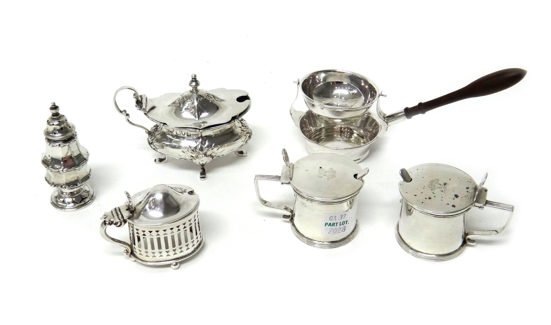 Appraisal: Silver and silver mounted wares comprising a tea strainer fitted