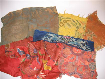 Appraisal: Six Sino-Tibetan textile fragments late ming early qing and later