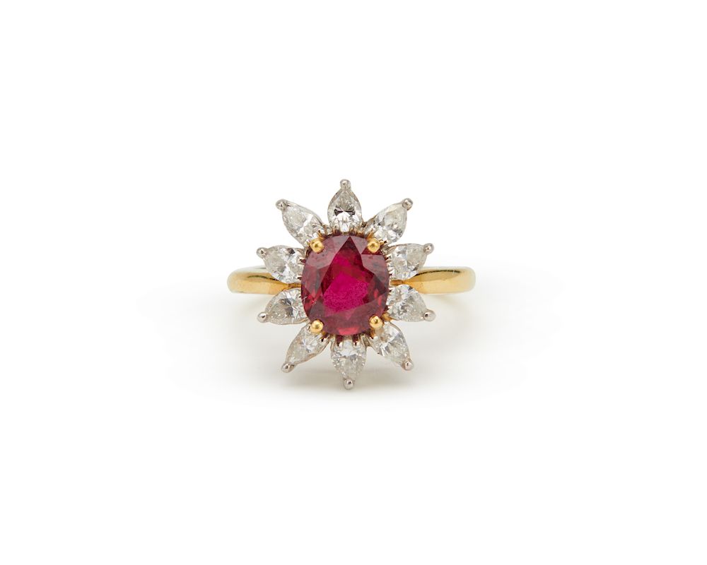 Appraisal: K Gold Platinum Ruby and Diamond Ring K Gold Platinum