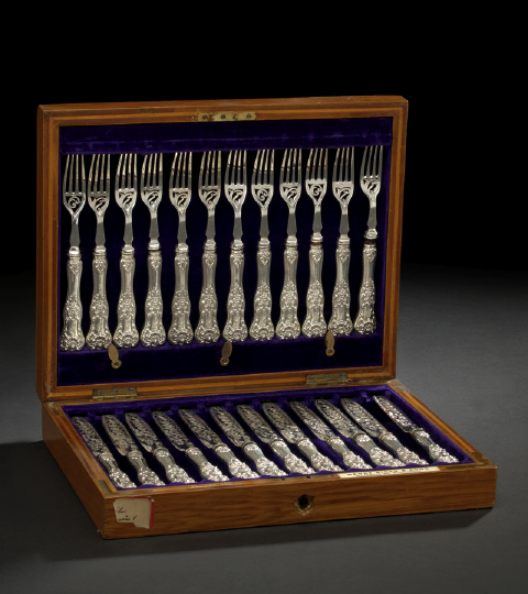 Appraisal: Good Canadian Cased Twenty Four-Piece Sterling Silver and Silverplate Fruit