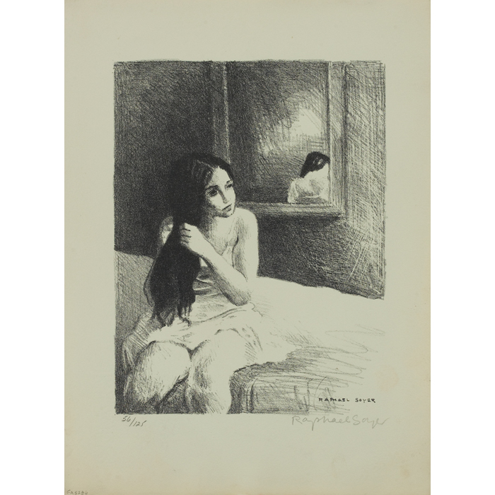 Appraisal: Raphael Soyer American - ''Girl Combing Hair '' c lithograph