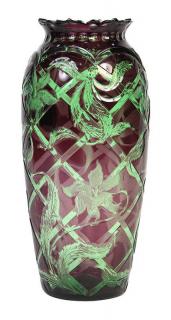 Appraisal: Continental flashed glass wheel carved vase Continental flashed glass wheel