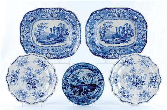 Appraisal: English transferware plates and platters th century Oriental Sport pattern