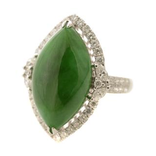 Appraisal: Jade Diamond k White Gold Ring Featuring one navette shaped