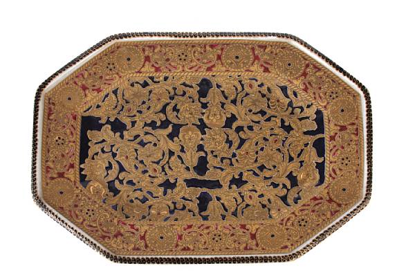 Appraisal: A Meissen style gilt decorated platter length in width in