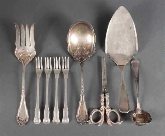 Appraisal: Assortment of American sterling silver serving pieces and flatware by