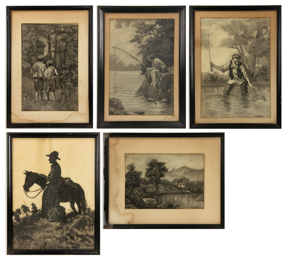 Appraisal: - Diotaiuti Charcoal Sketches P Diotaiuti lot of five charcoal