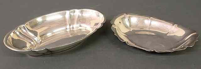 Appraisal: Two sterling silver oblong dishes l l troy oz