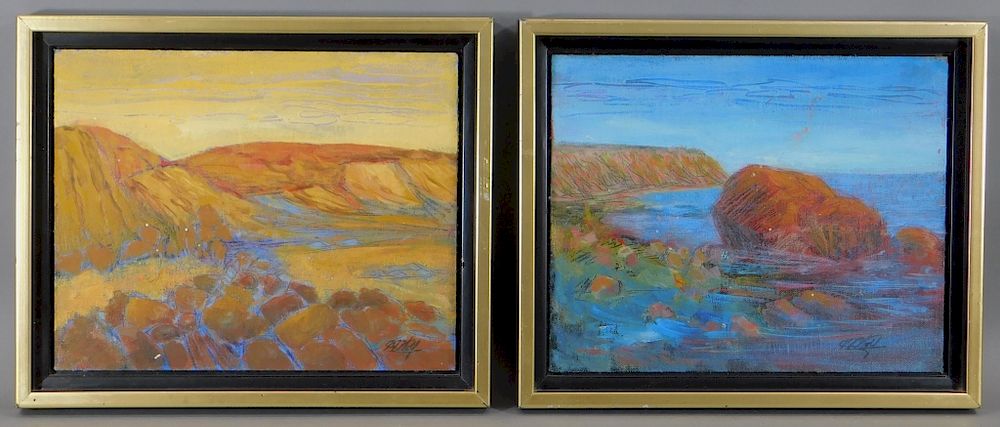 Appraisal: PR C C Wolf Expressionist Beach Seascape Painting C C