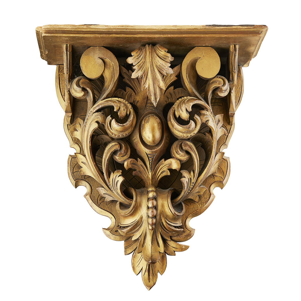 Appraisal: VICTORIAN CARVED GILTWOOD WALL BRACKET TH CENTURY the rectangular shaped