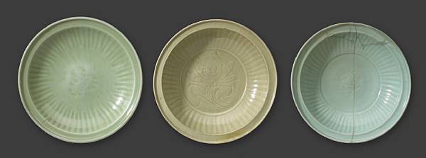 Appraisal: A group of three Longquan celadon dishes Ming Dynasty Each