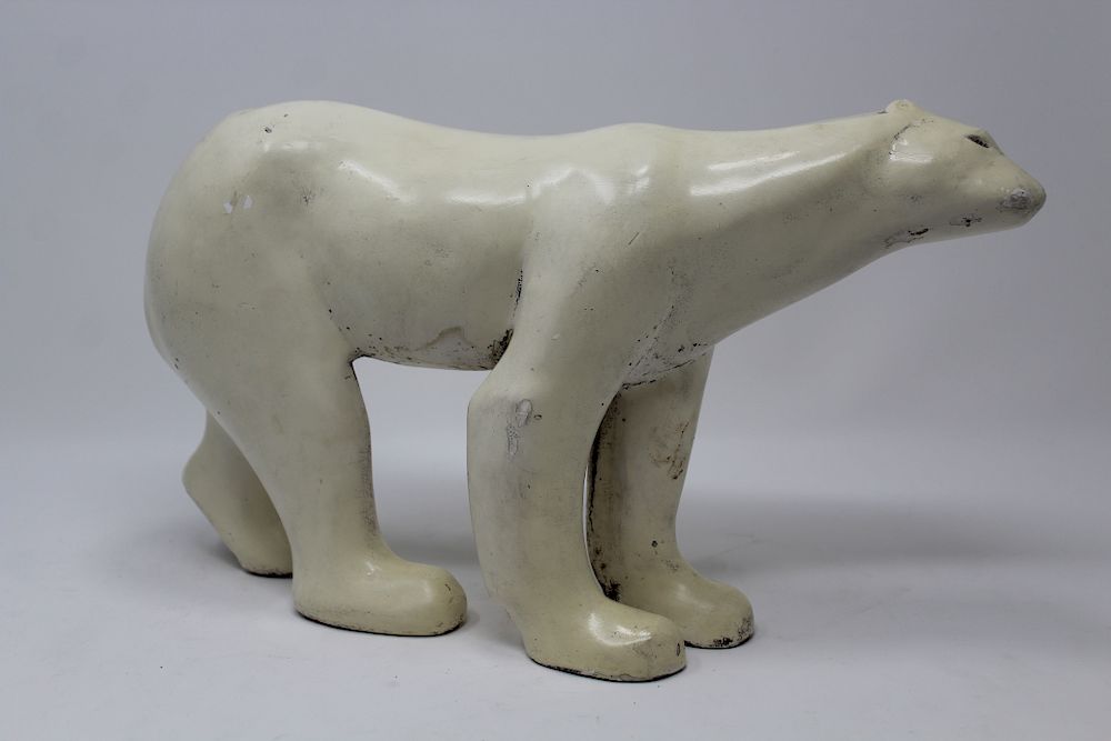 Appraisal: Painted Bronze Polar Bear Sculpture Signed Painted Bronze Polar Bear