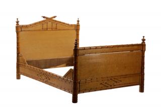 Appraisal: Aesthetic Movement Maple Simulated Bamboo Bed Attributed to R J