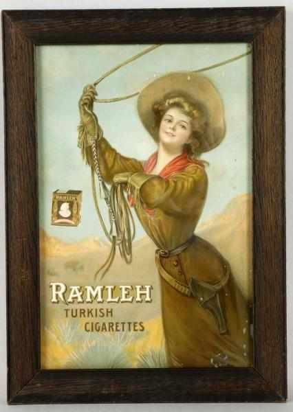 Appraisal: Cardboard Ramleh Turkish Cigarettes Sign Description Early s Beautiful image