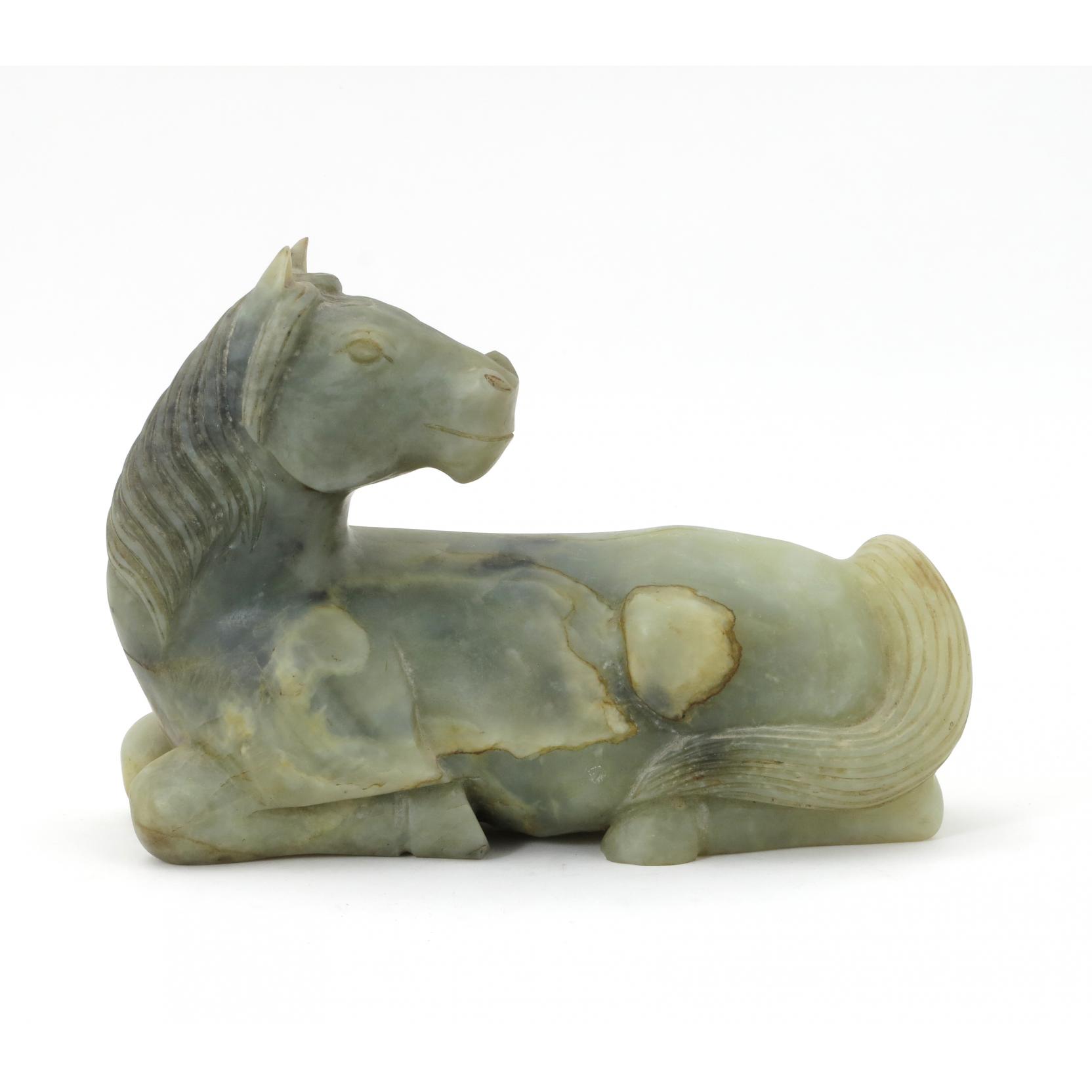 Appraisal: Chinese Hard Stone Carved Horse mid th century x x