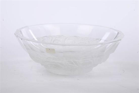 Appraisal: LALIQUE GLASS BOWL Paneled clear and frosted bowl with rose