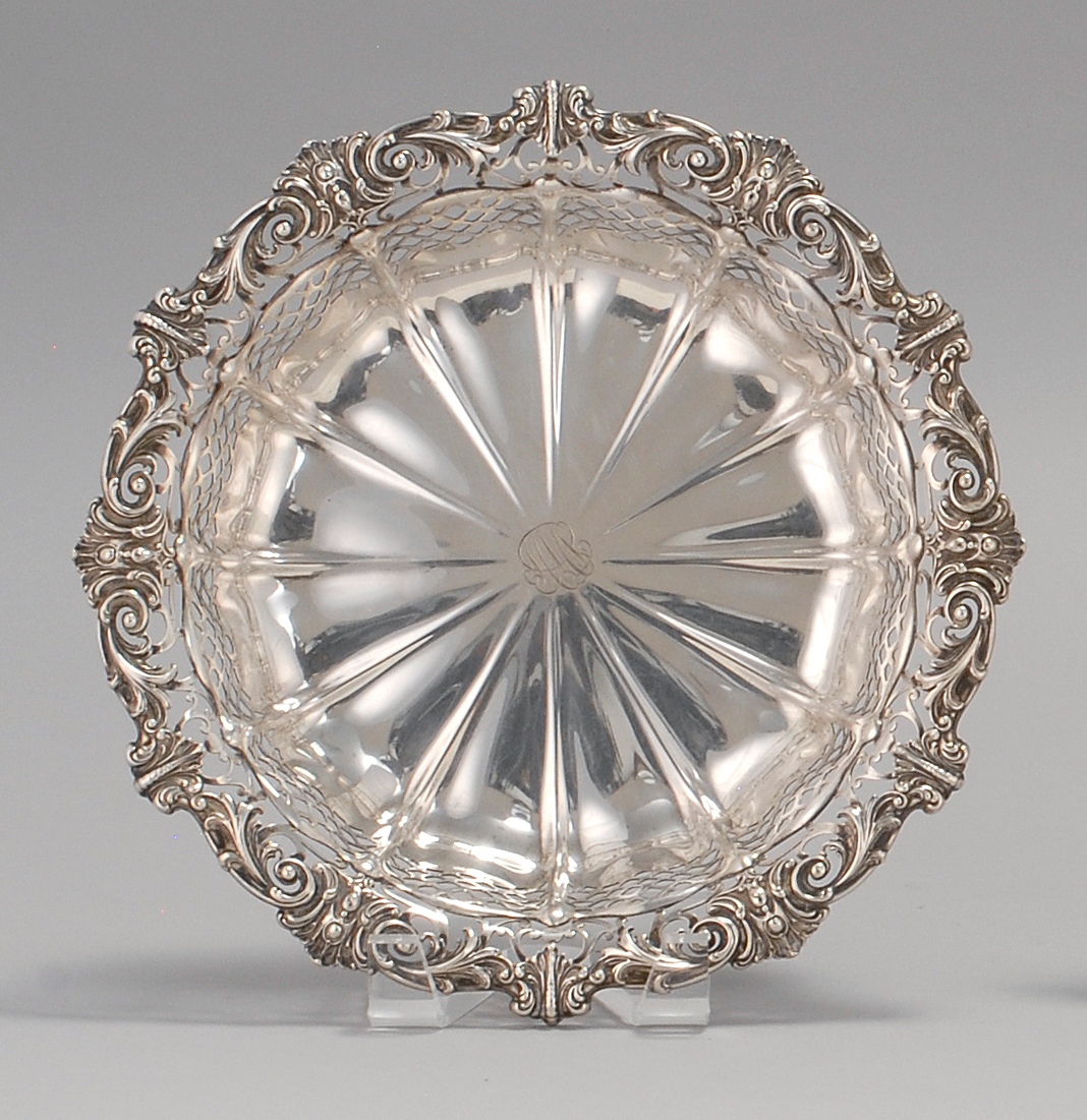 Appraisal: GORHAM STERLING SILVER BOWL Intricate openwork scroll border surrounds a