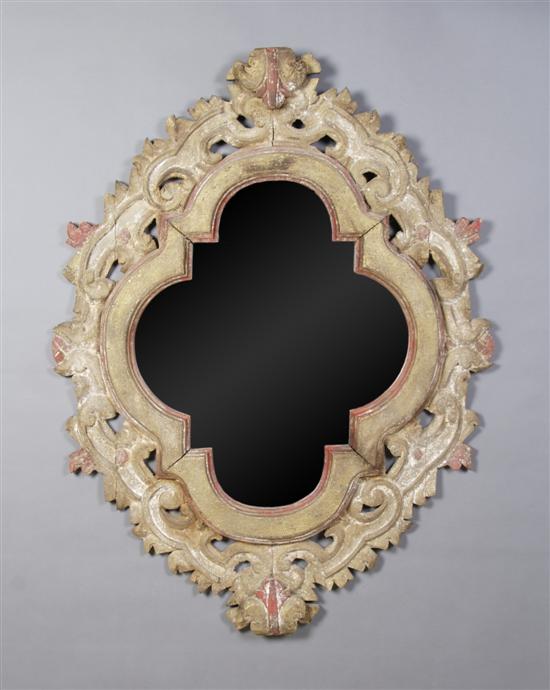 Appraisal: A Continental Carved Mirror Height x width inches