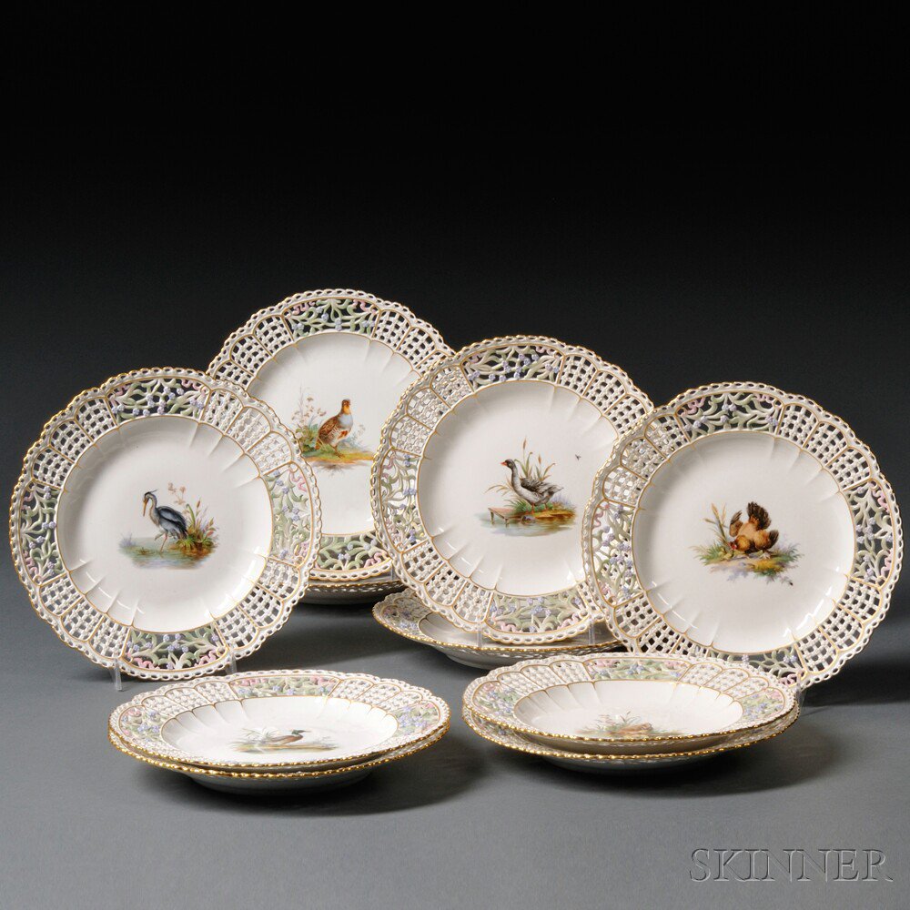 Appraisal: Ten Meissen Porcelain Hand-painted Plates Germany late th early th