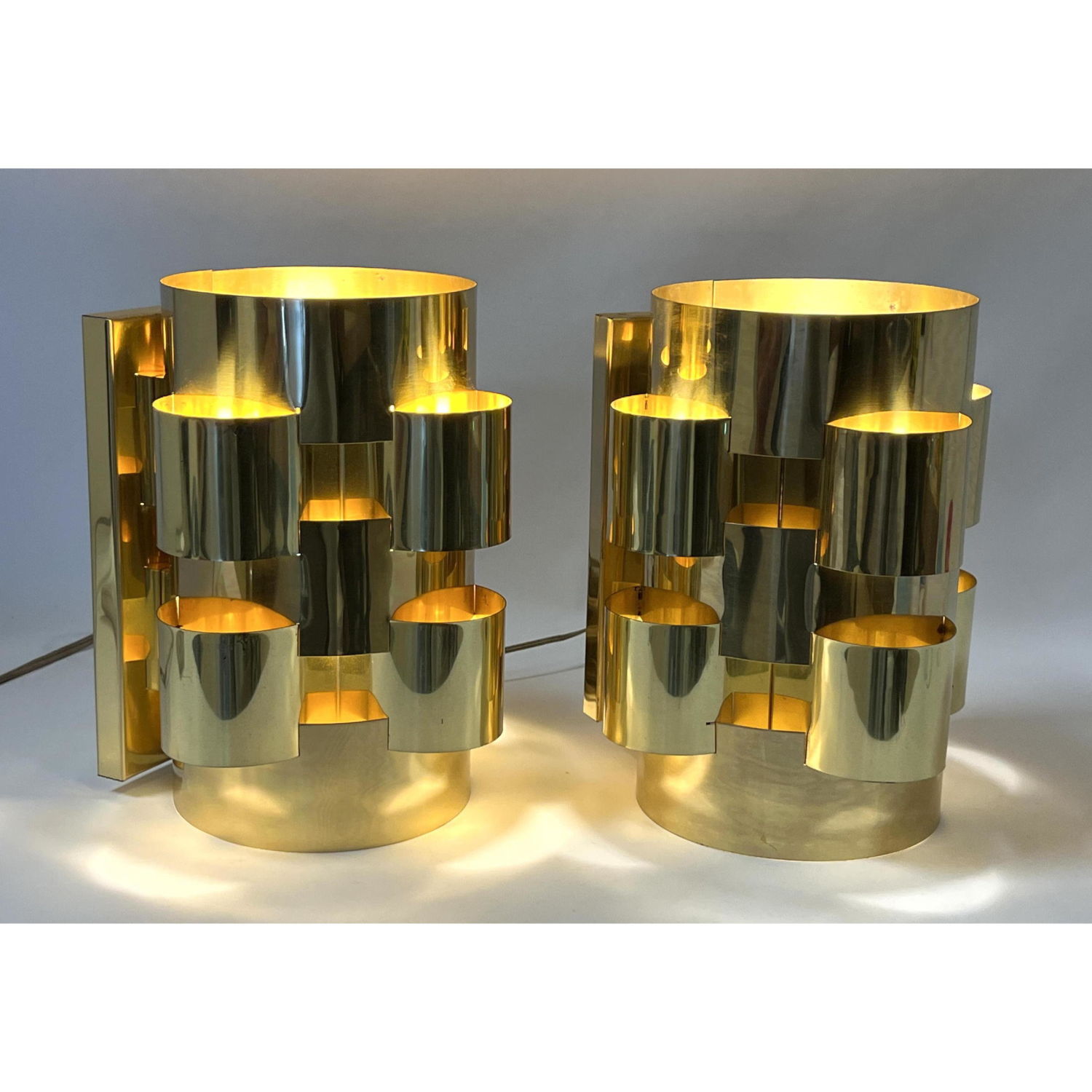 Appraisal: Pr C JERE Brass Pocket form Modernist Wall Sconces Modernist