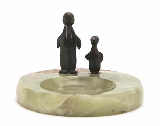 Appraisal: An Austrian Bronze and Onyx Vide Poche of circular form