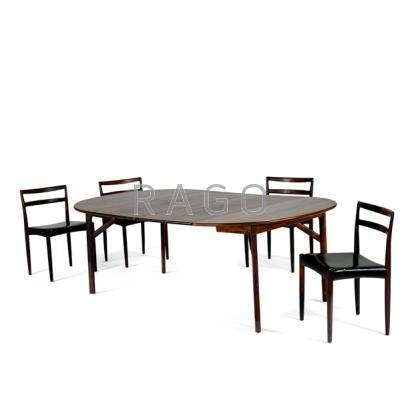 Appraisal: DANISH Rosewood dining table and four chairs s Unmarked Table