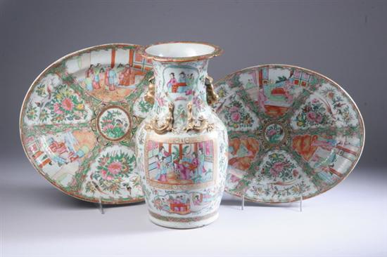 Appraisal: CHINESE ROSE MANDARIN PORCELAIN VASE AND TWO CHINESE ROSE MEDALLION