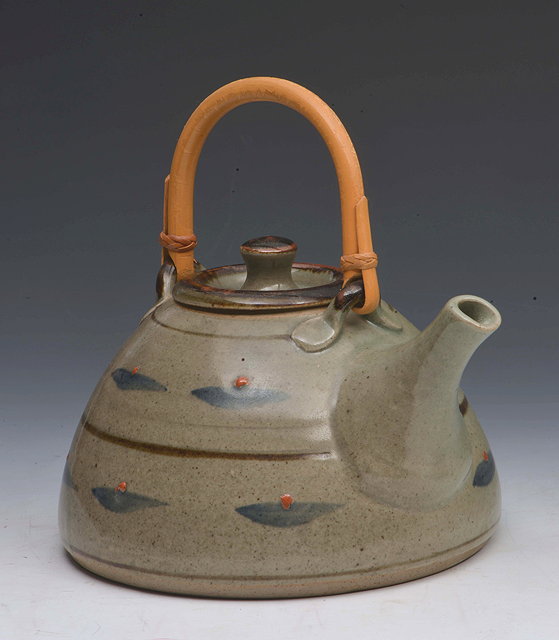 Appraisal: David Leach British - Teapot and cover cane handle painted