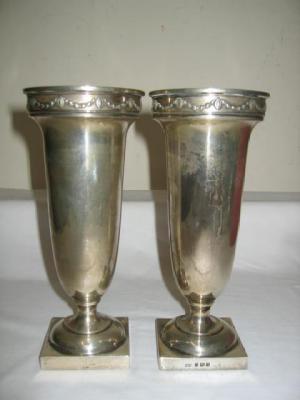 Appraisal: A PAIR OF VASES of tapering form the flared rim