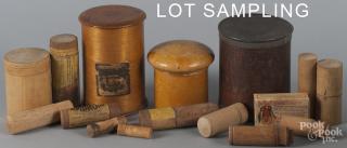 Appraisal: Treen canisters several with their original labels tallest - ''